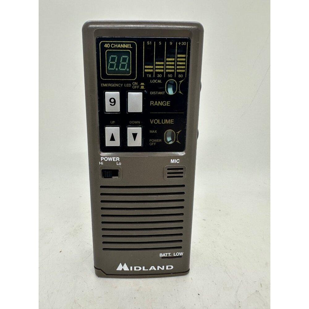 Midland 40-Channel Portable CB Radio Emergency LED Volume Range Control Brown